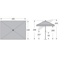 SUNLINE WATERPROOF 185 x 120 cm – parasol uchylny