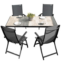 BERGAMO ACTIVE szary - komplet wypoczynkowy aluminiowy 4+1