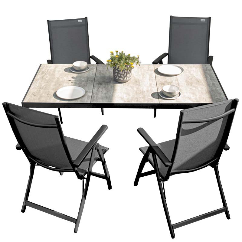 BERGAMO ACTIVE szary - komplet wypoczynkowy aluminiowy 4+1