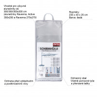 Pokrowiec ochronny na parasole wahadłowe o długości do 350 cm i wymiarach 300x300 w kolorze szarym