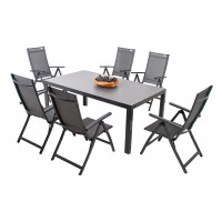 LUNA ACTIVE szary - komplet wypoczynkowy aluminiowy 6+1