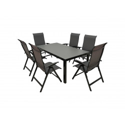 LUNA ACTIVE szary - komplet wypoczynkowy aluminiowy 6+1