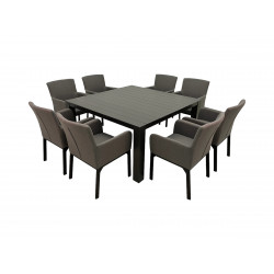 PRATO PARIS SOLID GREY - luksusowy zestaw ogrodowy 8+1