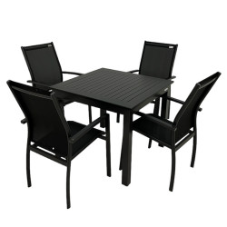 EXPERT WOOD antracyt - komplet wypoczynkowy aluminiowy 4+1