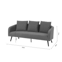 PARIS LIKA-TEX® szara - luksusowa sofa ogrodowa 3-osobowa